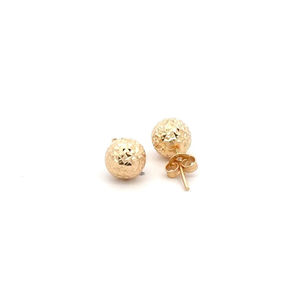 18K Gold Earrings Stud Balls Textured - Picture 6 of 11